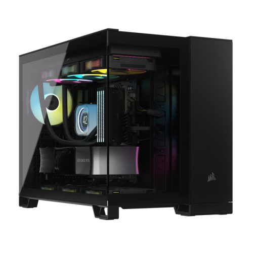 Корпус без блока питания/ Case Corsair iCUE LINK 2500X RGB, Midi-Tower, TG, 2x120mm RGB, 2xUSB-A 3.2, 1xUSB 3.2 Type-C, mATX, mITX Black