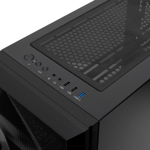 Корпус без блока питания/ Case HSPD M340, Mesh Mid Tower, Black, TG, 0.5 SPCC, no fans, mATX, mITX, 165/350/200mm, 2x2.5