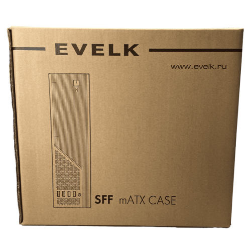Корпус EVELK с блоком питания 300Вт/ Case Foxline EV-1046-TFX300S mATX SFF, w/PSU TFX 300W, w/2xUSB2.0+2xUSB3.0, w/1xcombo audio, black, w/pwr cord, w/ 8cm FAN, logo EVELK