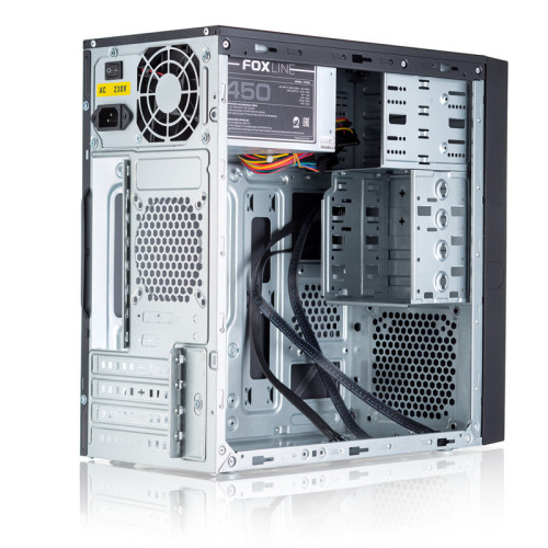 Корпус с блоком питания 450Вт./ Case Foxline FL-733, mATX, 2x5.25EXT, 2x3.5EXT, 5x3.5INT, 2xUSB3.0, HDA, w/o FAN, w/450W ATX PSU, w/1.2m EU pwr cord