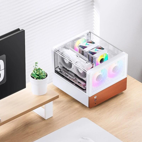 Корпус без блока питания/ Case JONSBO V12, Mini-Tower, TG, 2x120mm, 1xUSB-A 3.0 + 1xUSB-C 3.2, mATX, mITX White
