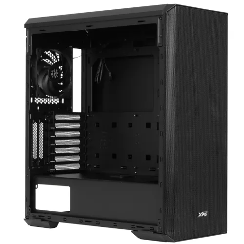 Корпус XPG DEFENDER BLACK [DEFENDER-BKCWW] (Midi-Tower, черный, TG, 120mm fan*3)