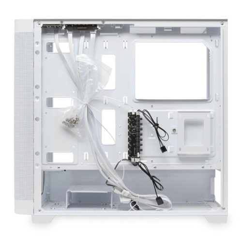Корпус без блока питания/ Case HSPD M740, Mesh Mid Tower, White, TG, 0.6 SPCC, no fans, E-ATX, ATX, mATX, mITX, 170/400/200mm, 4x2.5