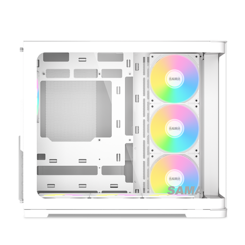 Корпус ПК без блока питания/ Case SAMA V60 White, Midi-Tower, TG, 7x120mm ARGB, 2xUSB 3.0 + 1xUSB 3.1 Type-C, ATX, mATX, mITX White