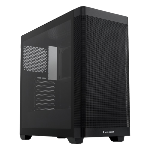 Корпус без блока питания/ Case HSPD M740, Mesh Mid Tower, Black, TG, 0.6 SPCC, no fans, E-ATX, ATX, mATX, mITX, 170/400/200mm, 4x2.5