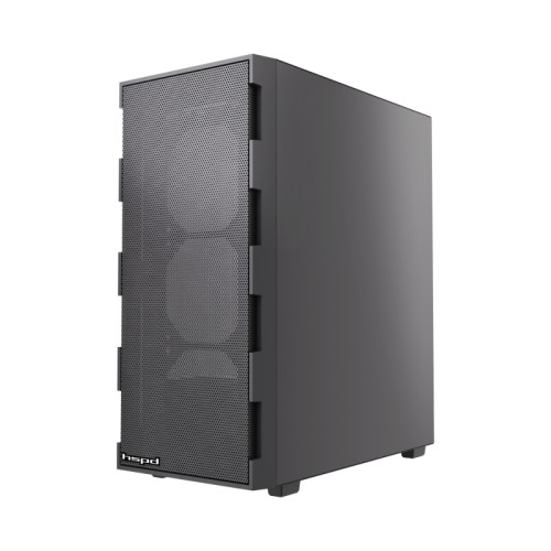 Корпус без блока питания/ Case HSPD M550, Mesh Mid Tower, Black, TG, 0.45 SPCC, no fans ATX, mATX, mITX 165/340/200mm 2x2.5