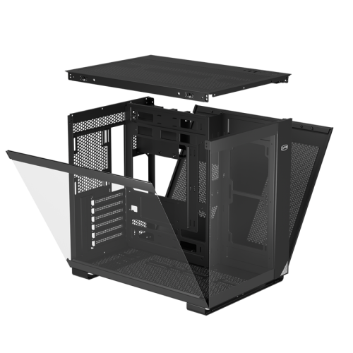 Корпус без блока питания/ PCCOOLER C3 T500 BK, Panoramic Mid Tower, Black, TG, 0.7 SPCC, no fans ATX, mATX, mITX 175/400/200mm 1x2.5