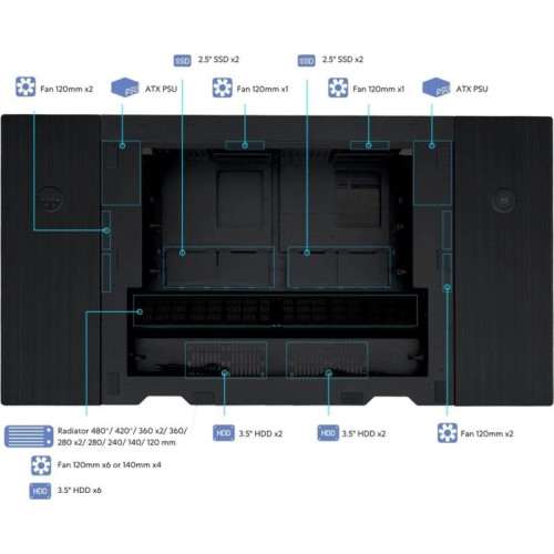 Корпус Lian-Li DK07X черный E-ATX 10x120mm 3x140mm 2xUSB3.0 audio bott PSU [G99.DK07X.10RU]