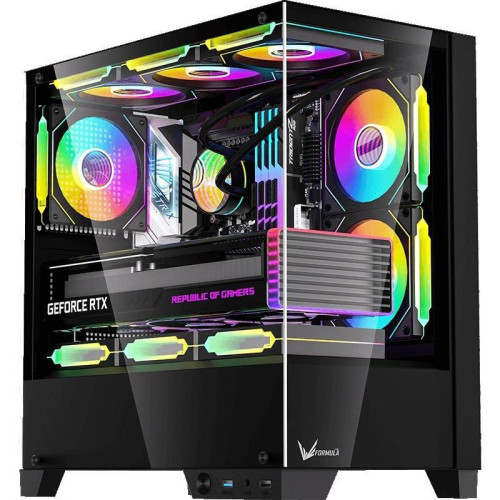 Корпус Formula Crystal Z1M Plus FR черный без БП mATX 9x120mm 1xUSB3.0 audio bott PSU