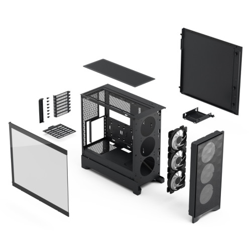 Корпус ПК без блока питания/ Case Fractal Design Pop 2 Air TG RGB, Midi-Tower, 3x120mm, 1xUSB-C + 1xUSB-A 3.2 ATX, mATX, mITX Black
