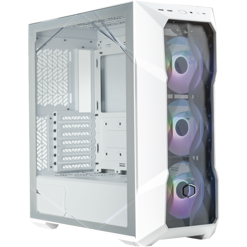 Корпус без блока питания/ Cooler Master MasterBox TD500 MESH V2 White, Mid Tower, 2 x USB 3.2 Gen 1 Type-A / 1 x USB 3.2 Gen 2 Type-C, Tool-Free Crystalline Tempered Glass Side Panel with Polygonal FineMesh Front Panel, 3 x CF120 Addressable RGB Fans Incl