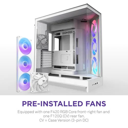 Корпус без блока питания/ Case NZXT H9 Flow RGB (2025), Midi-Tower, TG, 3x140mm RGB + 1x120mm, 2xUSB-A 3.2 + 1xUSB-C 3.2, E-ATX, ATX, mATX, mITX White