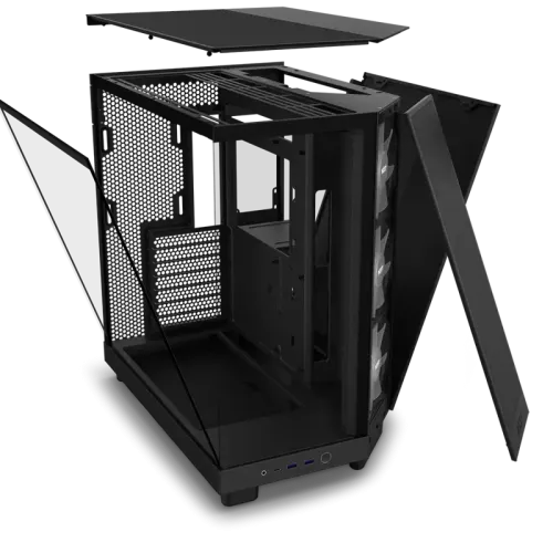 Корпус без блока питания/ Case NZXT H6 Flow RGB (2023), Midi-Tower, TG, 3x120mm RGB, 2xUSB-A 3.2 + 1xUSB-C 3.2, ATX, mATX, mITX Black