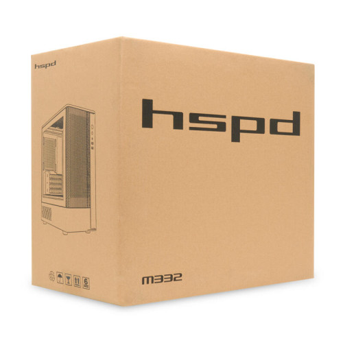 Корпус без блока питания/ Case HSPD M332, Mesh Mini-tower, Black, TG, 0.4 SPCC, no fans, mATX, mITX, 160/285/170mm, 1x2.5