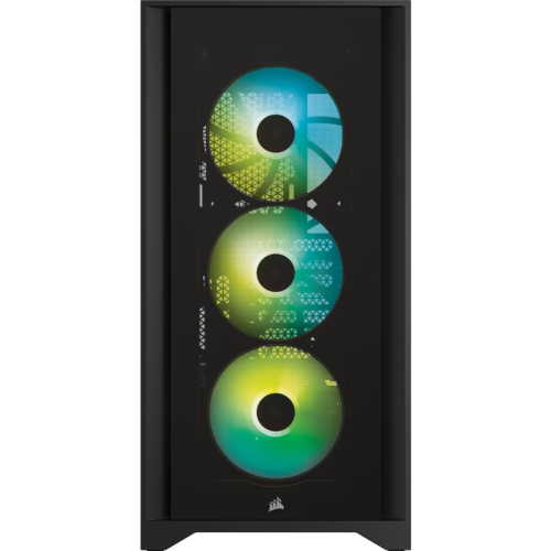 Корпус без блока питания/ Case Corsair iCUE 4000X RGB, Midi-Tower, TG, 3x120mm RGB, 1xUSB-A 3.2, 1xUSB 3.2 Type-C, E-ATX, ATX, mATX, mITX Black
