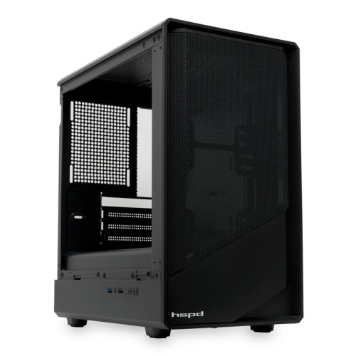 Корпус без блока питания/ Case HSPD M331, Mesh Mini-tower, Black, TG, 0.4 SPCC, no fans mATX, mITX 175/329/170mm 1x2.5
