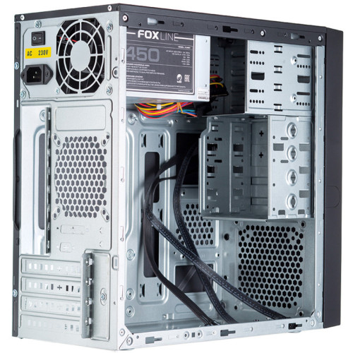 Корпус с блоком питания 450Вт./ Case Foxline FL-733, mATX, 2x5.25EXT, 2x3.5EXT, 5x3.5INT, 2xUSB3.0, HDA, w/o FAN, w/450W ATX PSU, w/1.2m EU pwr cord