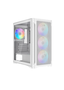 Корпус ПК без блока питания/ Case SAMA S31 White, Midi-Tower, TG, 4x120mm ARGB, 2xUSB 3.0 + 1xUSB 3.2 Type-C, mATX, mITX White