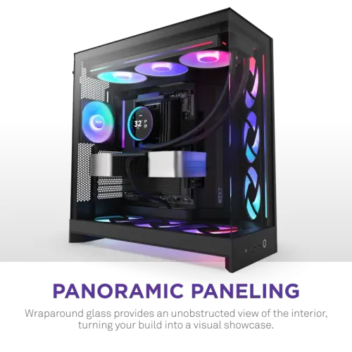 Корпус без блока питания/ Case NZXT H9 Flow RGB (2025), Midi-Tower, TG, 3x140mm RGB + 1x120mm, 2xUSB-A 3.2 + 1xUSB-C 3.2, E-ATX, ATX, mATX, mITX Black