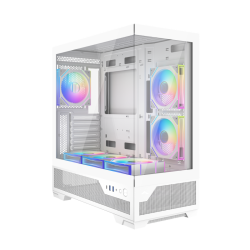 Корпус ПК без блока питания/ Case SAMA V43 White, Midi-Tower, TG, 6x120mm ARGB, 2xUSB 3.0 + 1xUSB 3.2 Type-C, ATX, mATX, mITX White