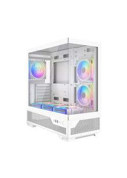 Корпус ПК без блока питания/ Case SAMA V43 White, Midi-Tower, TG, 6x120mm ARGB, 2xUSB 3.0 + 1xUSB 3.2 Type-C, ATX, mATX, mITX White