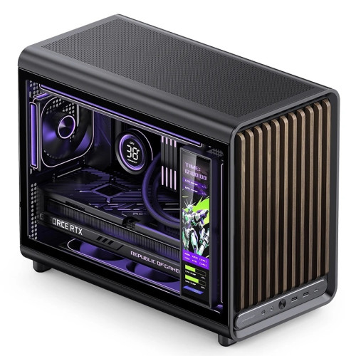 Корпус без блока питания/ Case JONSBO D33 WOOD, Mini-Tower, TG, no fan, 2xUSB-A 3.0 + 1xUSB-C 3.2, mATX, mITX Black