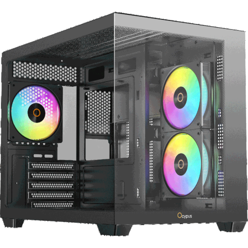 Корпус ПК без блока питания/ Case Ocypus Gamma C54 BK ARGB, Midi-Tower, TG, 3x120mm ARGB, 1xUSB-A 3.0 + 2xUSB 2.0, mATX, mITX Black
