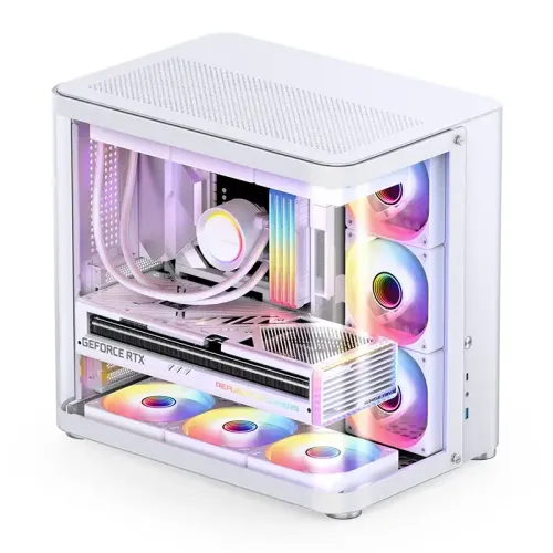 Корпус без блока питания/ Case JONSBO TK-2, Midi-Tower, TG, no fans, 1xUSB-A 3.2 + 1xUSB-C 3.2, ATX, mATX, mITX White