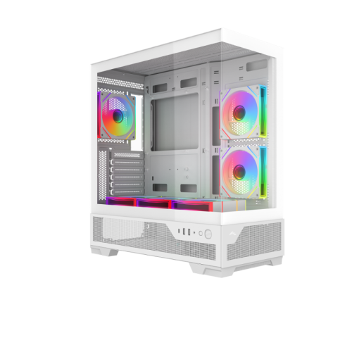 Корпус ПК без блока питания/ Case SAMA V43 White, Midi-Tower, TG, 6x120mm ARGB, 2xUSB 3.0 + 1xUSB 3.2 Type-C, ATX, mATX, mITX White