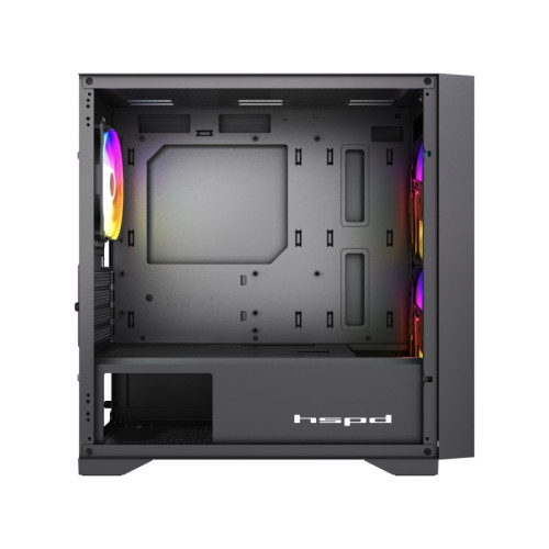 Корпус без блока питания/ Case HSPD M334, Mesh Mini-tower, Black, TG, 0.45 SPCC, 3x120mm ARGB (M11-120) mATX, mITX 160/340/180mm 2x2.5 Корпус без блока питания/ Case HSPD M334, Mesh Mini-tower, Black, TG, 0.45 SPCC, 3x120mm ARGB (M11-120) mATX, mITX 160/340/180mm 2x2.5