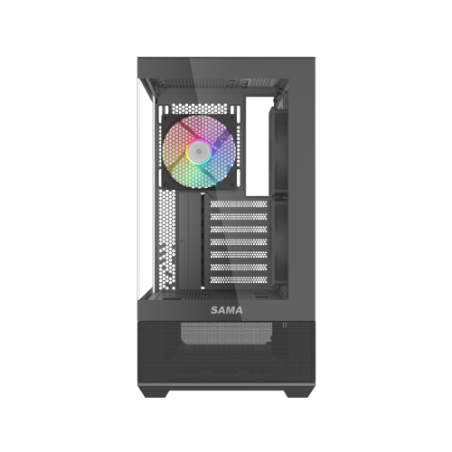 Корпус ПК без блока питания/ Case SAMA V40 Black, Midi-Tower, TG, 6x120mm ARGB, 2xUSB 3.0 + 1xUSB 3.1 Type-C, ATX, mATX, mITX Black