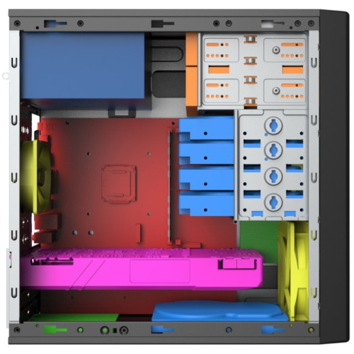 Корпус с блоком питания 600Вт./ Case Foxline FL-733R, mATX, 2x5.25EXT, 2x3.5EXT, 5x3.5INT, 2xUSB3.0, 2xUSB2.0, HDA, w/o FAN, w/600W ATX PSU, w/1.2m EU pwr cord