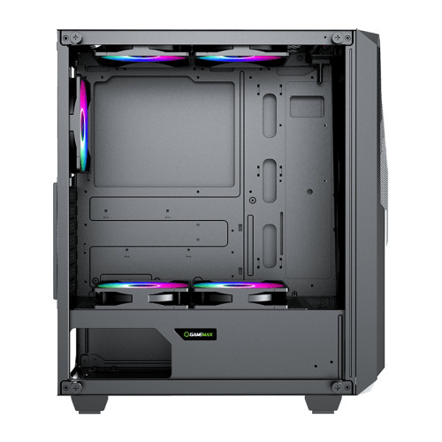 Компьютерный корпус, без блока питания ATX/ Gamemax Revolt ATX case, black, w/o PSU, w/1xUSB3.0+1xUSB2.0, w/3x12cm ARGB GMX-FN12-Rainbow-T front fans, w/1x12cm ARGB GMX-FN12-Rainbow-T rear fan