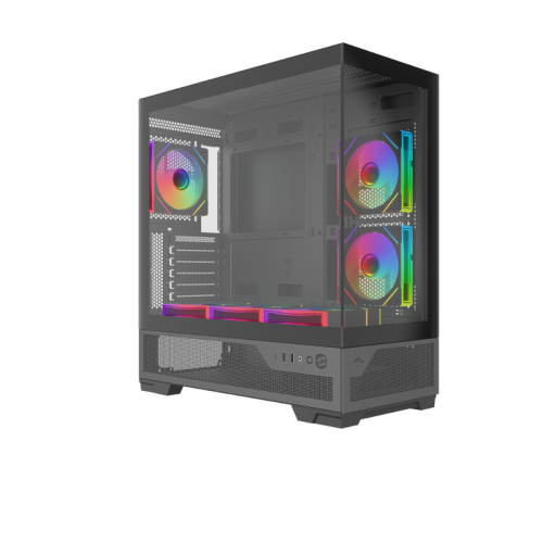 Корпус ПК без блока питания/ Case SAMA V43 Black, Midi-Tower, TG, 6x120mm ARGB, 2xUSB 3.0 + 1xUSB 3.2 Type-C, ATX, mATX, mITX Black Корпус ПК без блока питания/ Case SAMA V43 Black, Midi-Tower, TG, 6x120mm ARGB, 2xUSB 3.0 + 1xUSB 3.2 Type-C, ATX, mATX, mITX Black