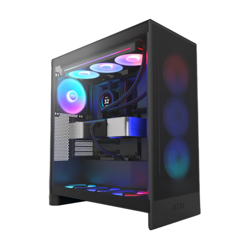 Корпус без блока питания/ Case NZXT H7 Flow RGB, Midi-Tower, TG, 3x120mm RGB, 2xUSB-A 3.2 + 1xUSB-C 3.2, E-ATX, ATX, mATX, mITX Black