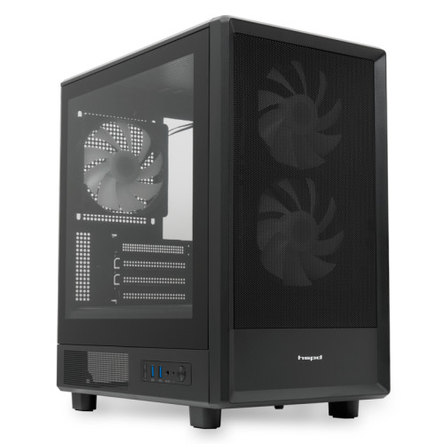 Корпус без блока питания/ HSPD M310, Mesh Mini-tower, Black, TG, 0.4 SPCC, 3x120mm ARGB mATX, mITX 180/280/160mm 1x2.5