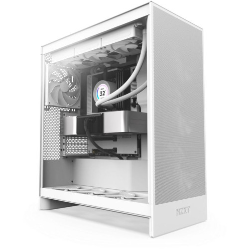 Корпус ПК без блока питания/ Case NZXT H7 Flow, Midi-Tower, TG, 3x120mm, 2xUSB-A 3.2 + 1xUSB-C 3.2, E-ATX, ATX, mATX, mITX White