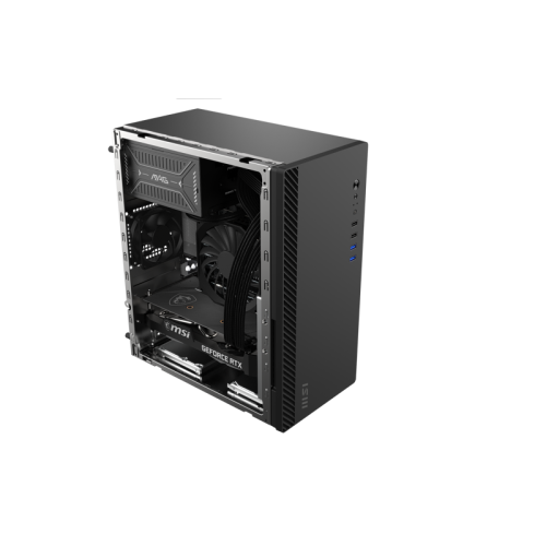 Корпус ПК без блока питания/ Case MSI PRO SHIELD M100P, Midi-Tower, 1x80mm, 2xUSB 3.2, 2xUSB 2.0, mATX, mITX Black