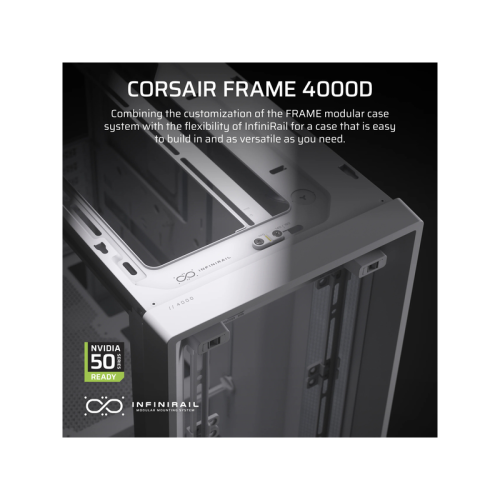 Корпус без блока питания/ Case Corsair Frame 4000D, Midi-Tower, TG, no fan, 2xUSB-A 3.2, 1xUSB 3.2 Type-C, E-ATX, ATX, mATX, mITX White