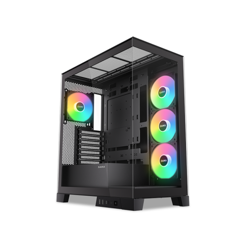 Корпус ПК без блока питания/ Case SAMA V50 Black, Midi-Tower, TG, 4x120mm ARGB, 2xUSB 3.0 + 1xUSB 3.1 Type-C, ATX, mATX, mITX Black