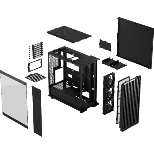 Корпус ПК без блока питания/ Case Fractal Design North TG Momentum Edition, Midi-Tower, 3x120mm, 2xUSB-A 3.2 + 1xUSB 3.2 Type-C ATX, mATX, mITX Wood panel, Black