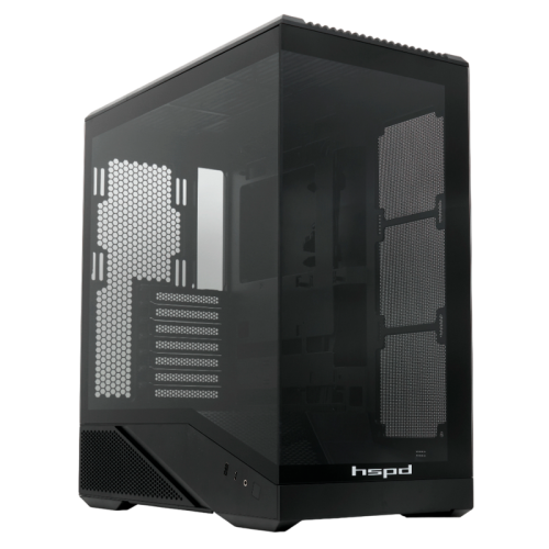Корпус без блока питания/ Case HSPD F711, Panoramic Full Tower, Black, TG, 0.7 SPCC, no fans ATX, mATX, mITX 190/420/280mm 2x2.5