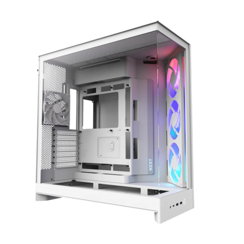 Корпус без блока питания/ Case NZXT H9 Flow RGB (2025), Midi-Tower, TG, 3x140mm RGB + 1x120mm, 2xUSB-A 3.2 + 1xUSB-C 3.2, E-ATX, ATX, mATX, mITX White