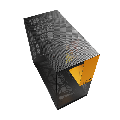 Корпус ПК без блока питания/ Case Geometric Future Model 5, Midi-Tower, TG, no fans, 2xUSB-A 3.0, 1xUSB 3.2 Type-C, E-ATX, ATX, mATX, mITX Black/Yellow