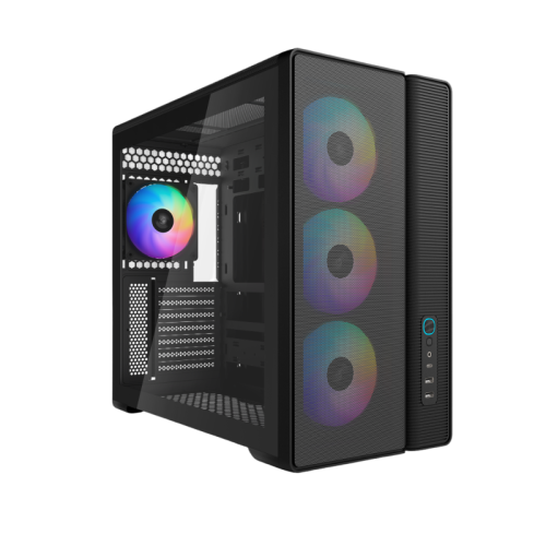 Корпус ПК без блока питания/ Case SAMA S50 Black, Midi-Tower, TG, 4x120mm ARGB, 2xUSB 3.0 + 1xUSB 3.2 Type-C, ATX, mATX, mITX Black