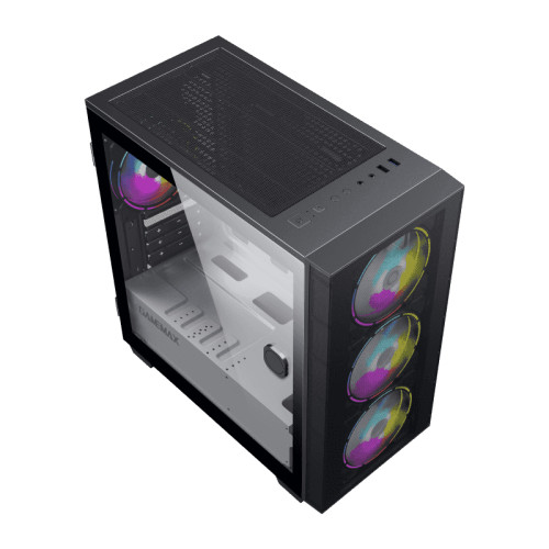 Компьютерный корпус, без блока питания mATX/ Gamemax Aero Mini mATX case, black, w/o PSU, w/1xUSB3.0+1xUSB2.0, w/3x12cm ARGB front fans GMX-12-Rainbow-D), w/1x12cm ARGB rear fan (GMX-12-Rainbow-D)