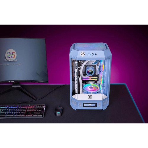 Корпус Thermaltake The Tower 300 Hydrangea голубой mATX 8x120mm 6x140mm 2xUSB3.0 audio bott PSU [CA-1Y4-00SFWN-00]