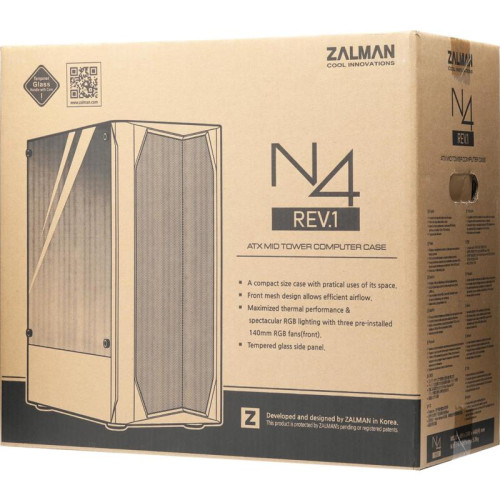 Корпус Zalman N4 REV.1 черный ATX 5x120mm 2x180mm 2xUSB2.0 1xUSB3.0 audio bott PSU [N4 REV.1 BLACK]