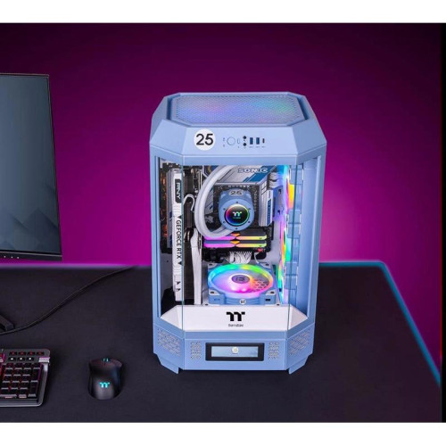 Корпус Thermaltake The Tower 300 Hydrangea голубой mATX 8x120mm 6x140mm 2xUSB3.0 audio bott PSU [CA-1Y4-00SFWN-00]