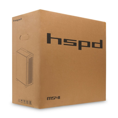 Корпус без блока питания/ Case HSPD M541, Mesh Mid Tower, Black, TG, 0.7 SPCC, no fans, ATX, mATX, mITX, 170/405/210mm, 2x2.5